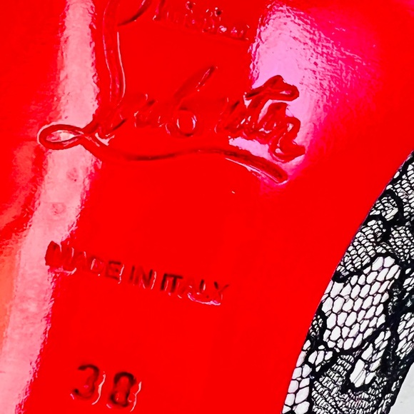 Christian Louboutin Black Lace Satin And Lace Fifi Round Toe Pumps - Picture 7 of 7